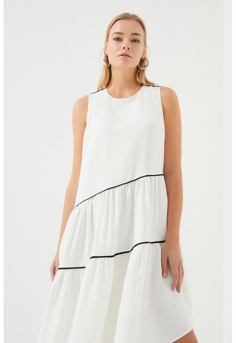 Rochie midi asimetrica cu fronseu