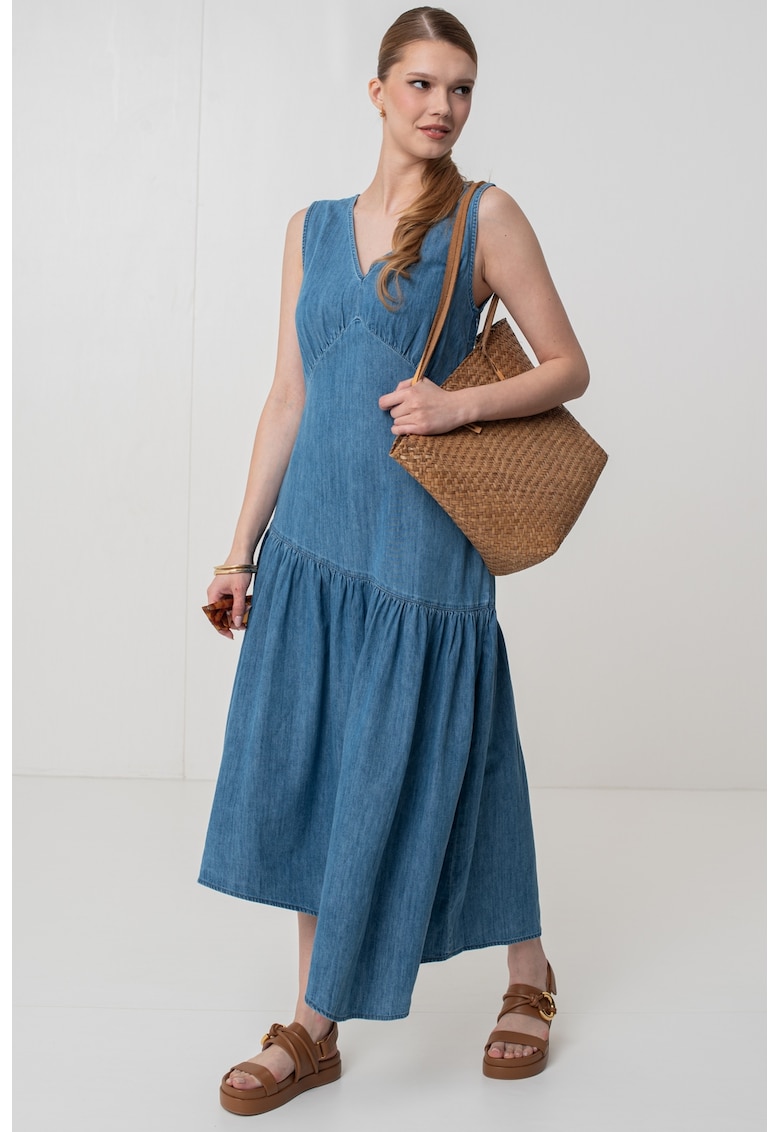 Rochie midi asimetrica de denim