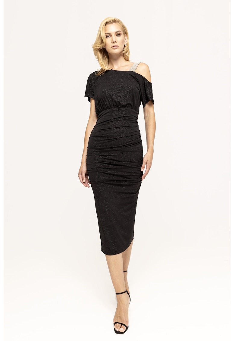 Rochie midi cambrata cu fronseuri