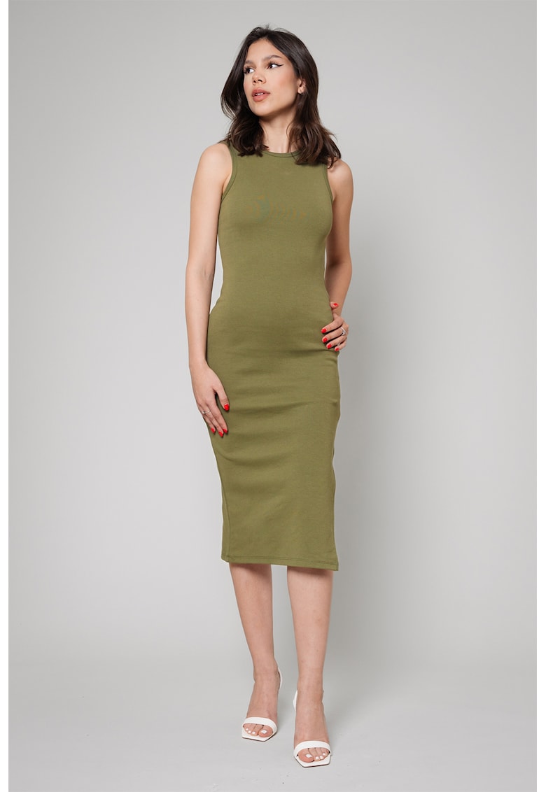Rochie midi cambrata cu slit lateral Hera