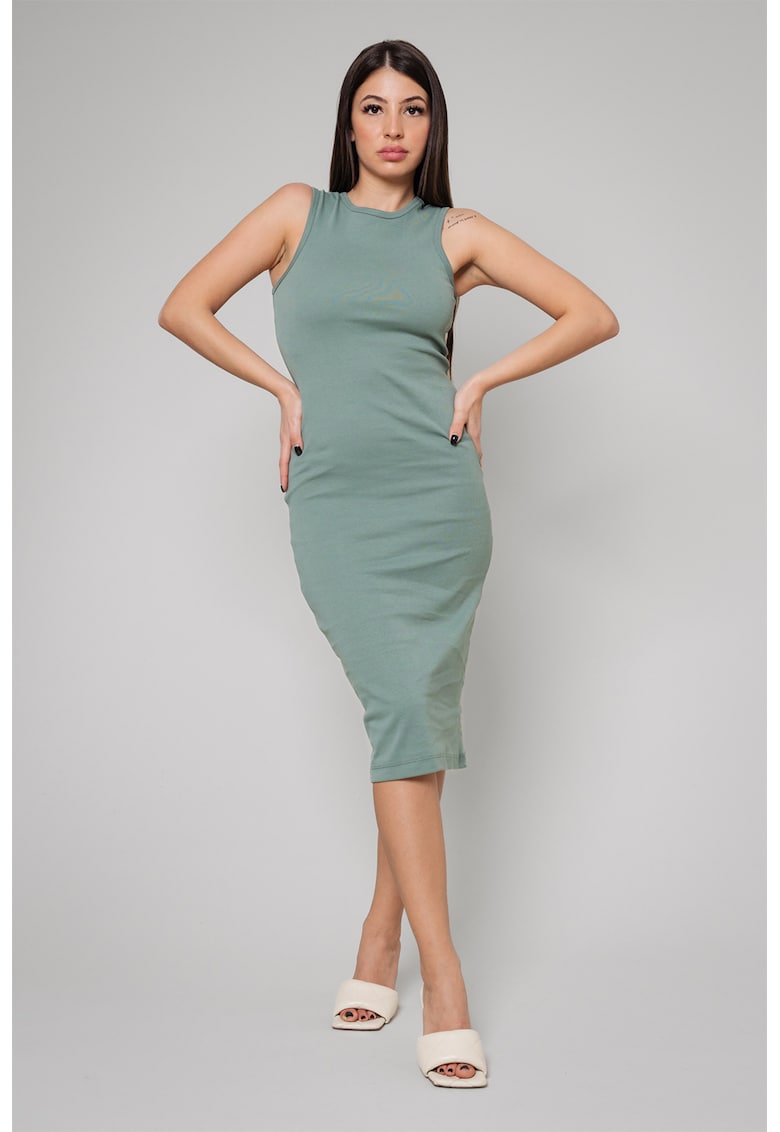 Rochie midi cambrata din amestec de bumbac