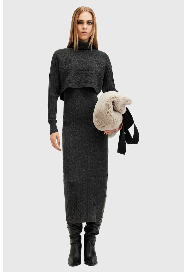 Rochie midi cambrata din tricot cu model 2 in 1 Muriel