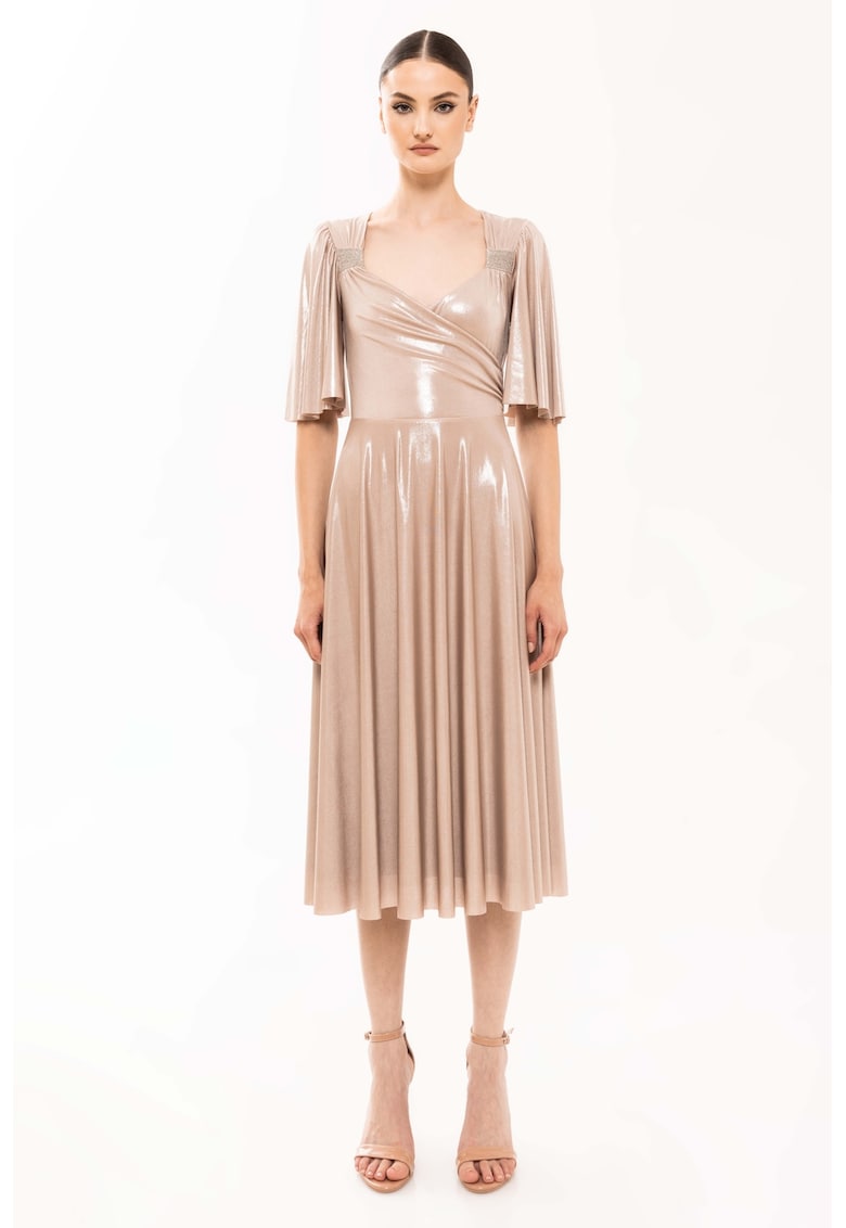 Rochie midi cu aspect stralucitor