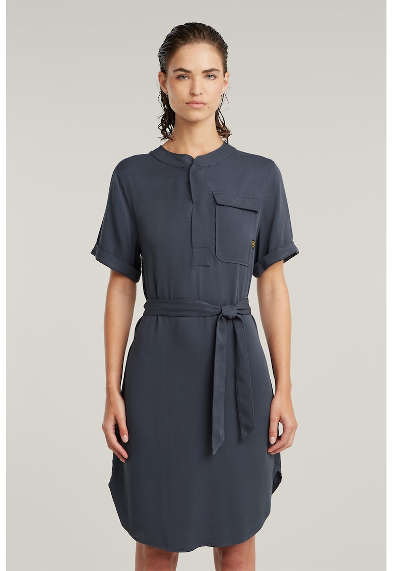 Rochie midi cu buzunar pe piept