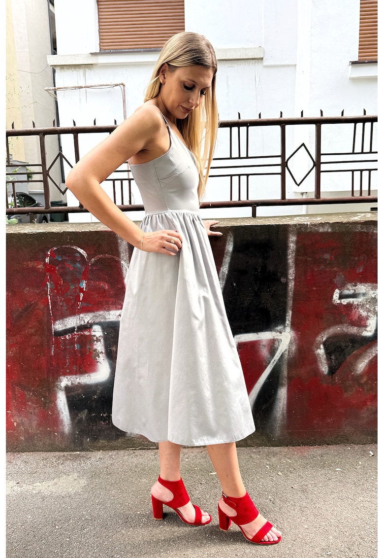 Rochie midi cu buzunare laterale
