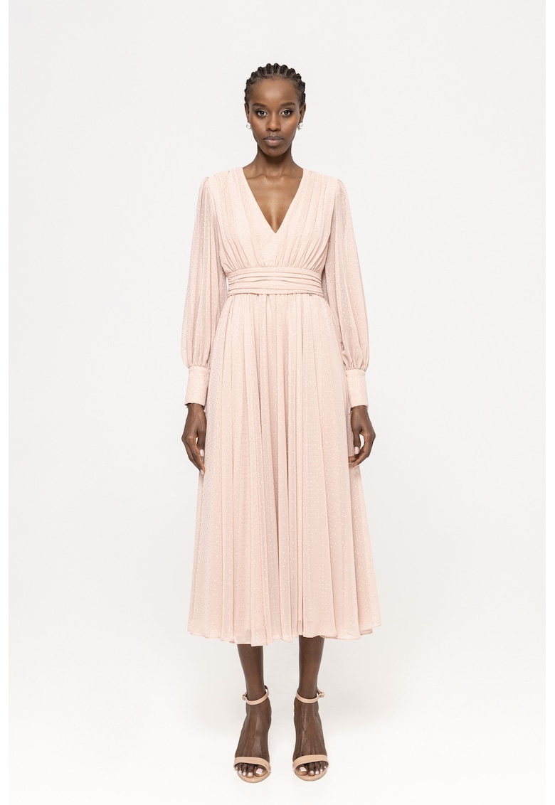 Rochie midi cu croiala A si strasuri