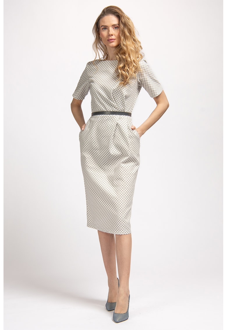 Rochie midi cu croiala conica si buzunare laterale