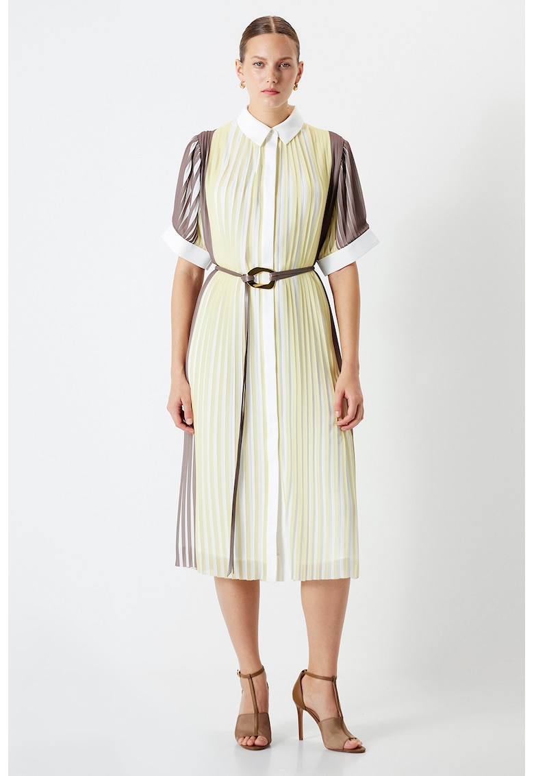 Rochie midi cu croiala dreapta si model in dungi