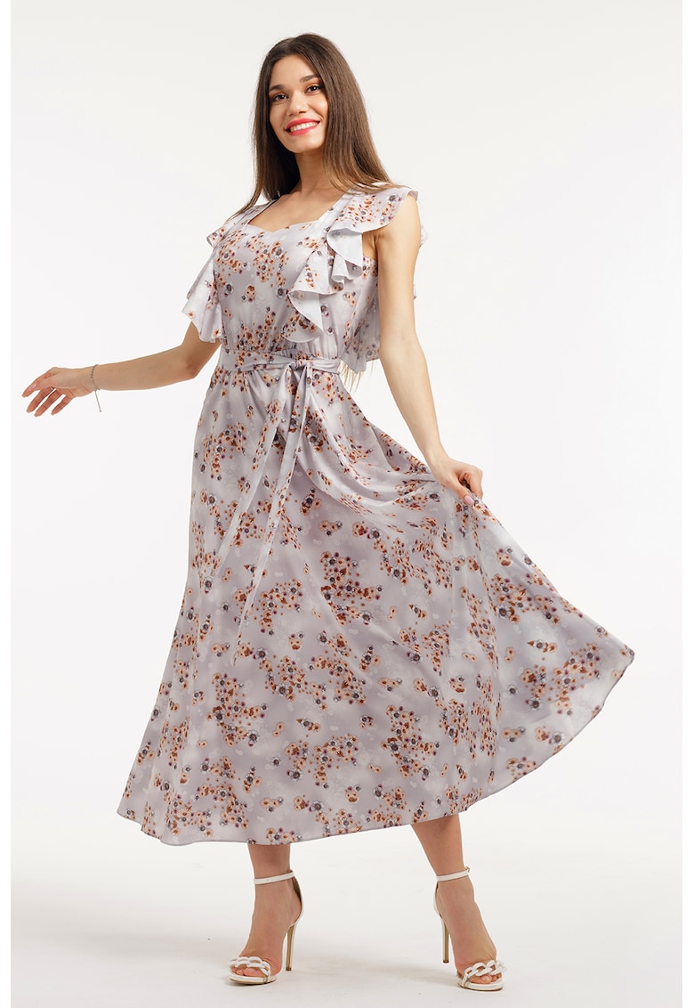 Rochie midi cu croiala in A - model si cordon in talie