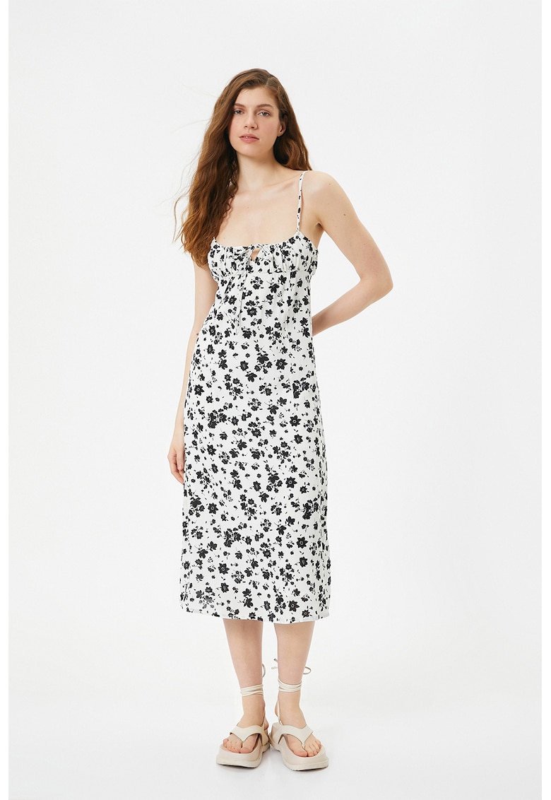 Rochie midi cu croiala in A si model floral