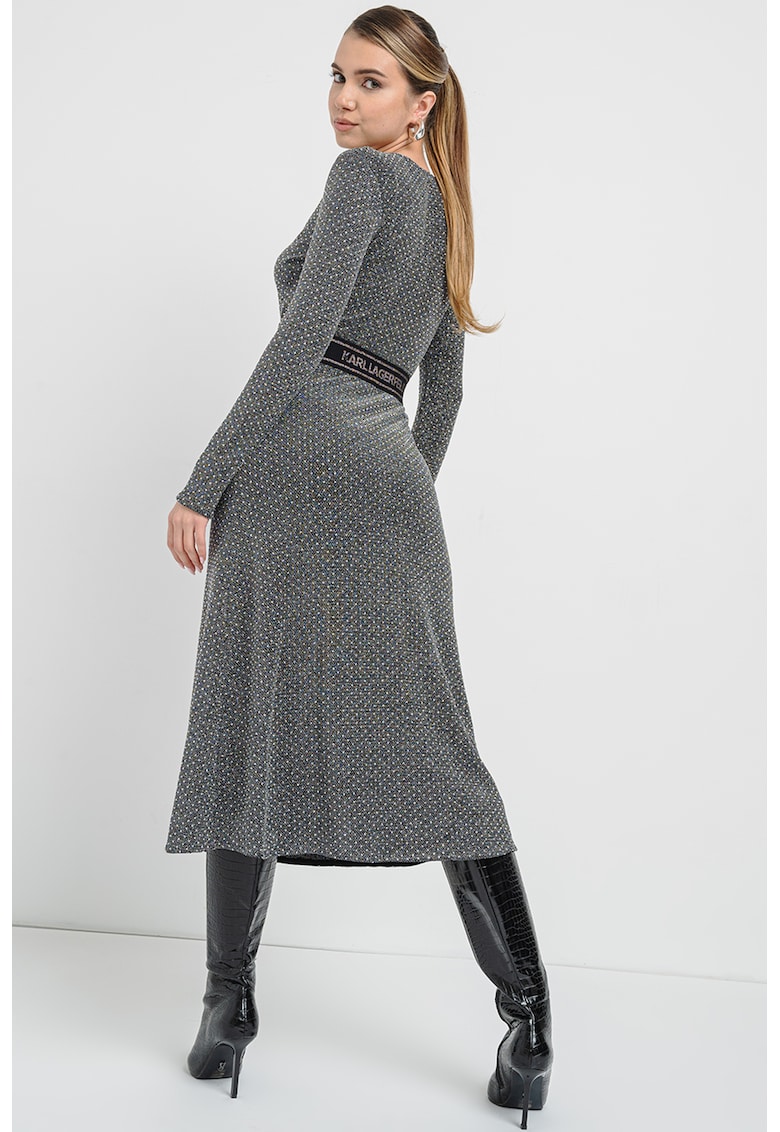 Rochie midi cu croiala in A si strasuri
