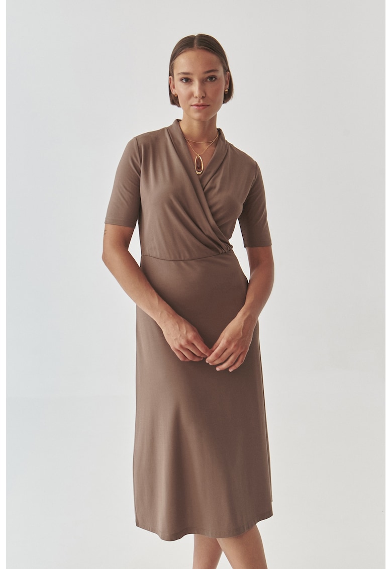 Rochie midi cu decolteu cache-coeur