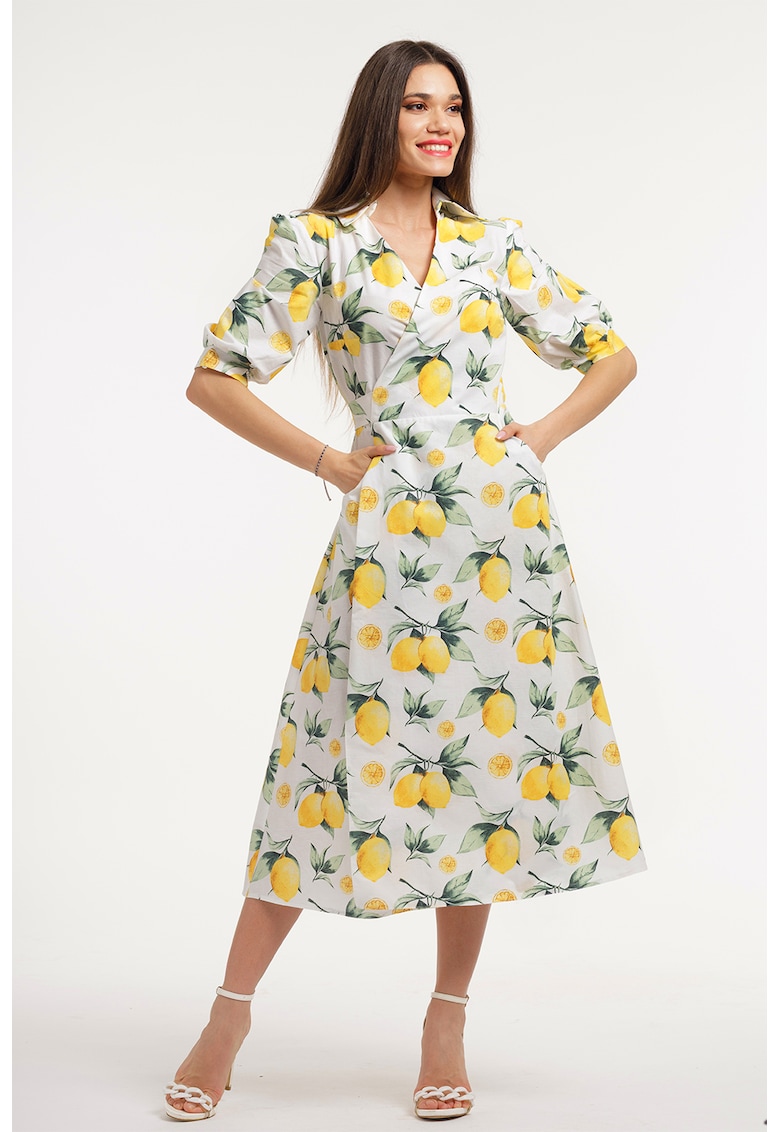 Rochie midi cu decolteu in V