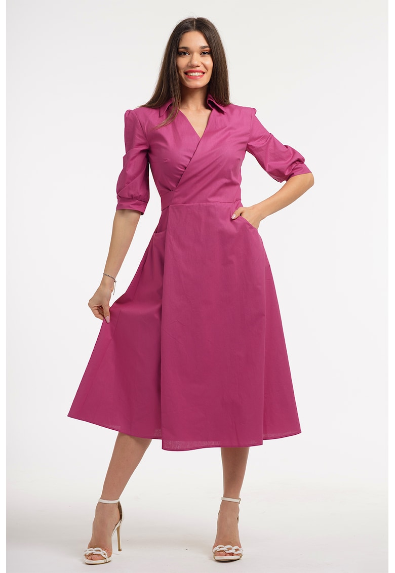 Rochie midi cu decolteu in V