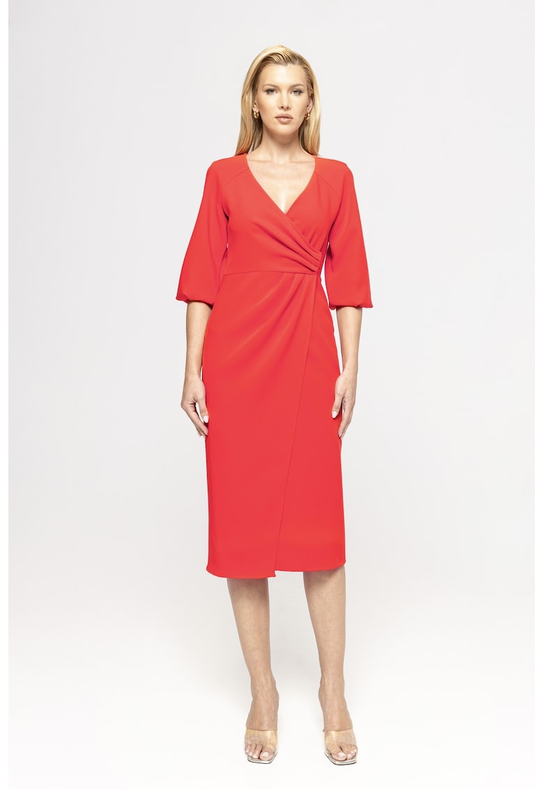 Rochie midi cu decolteu in V