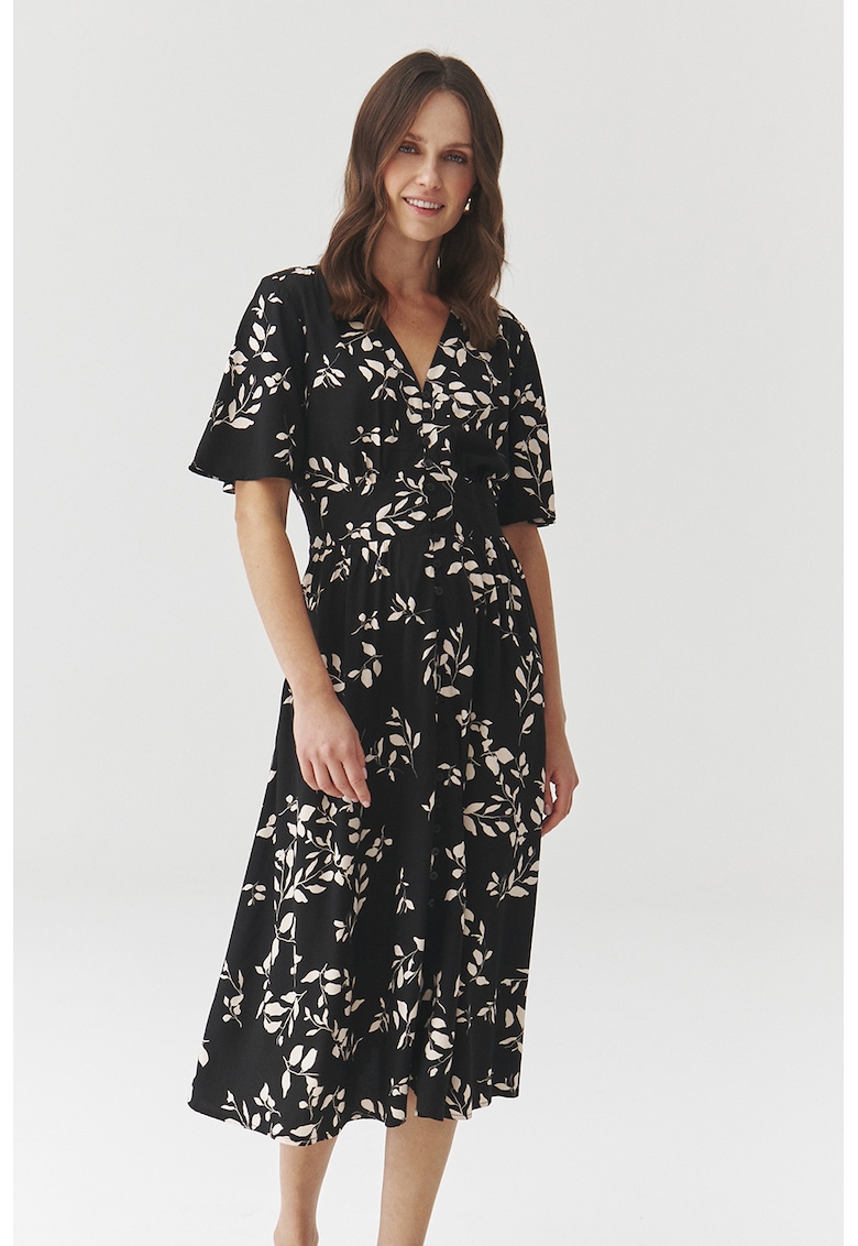 Rochie midi cu decolteu in V Naela