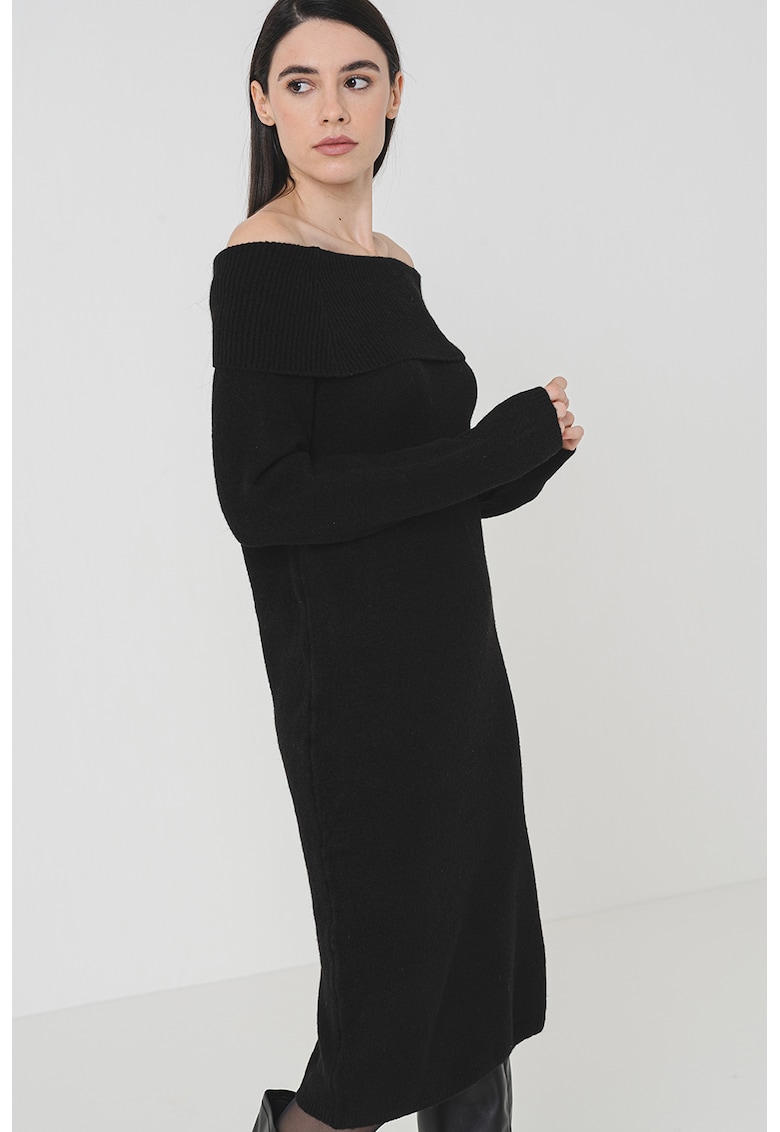 Rochie midi cu decolteu pe umeri
