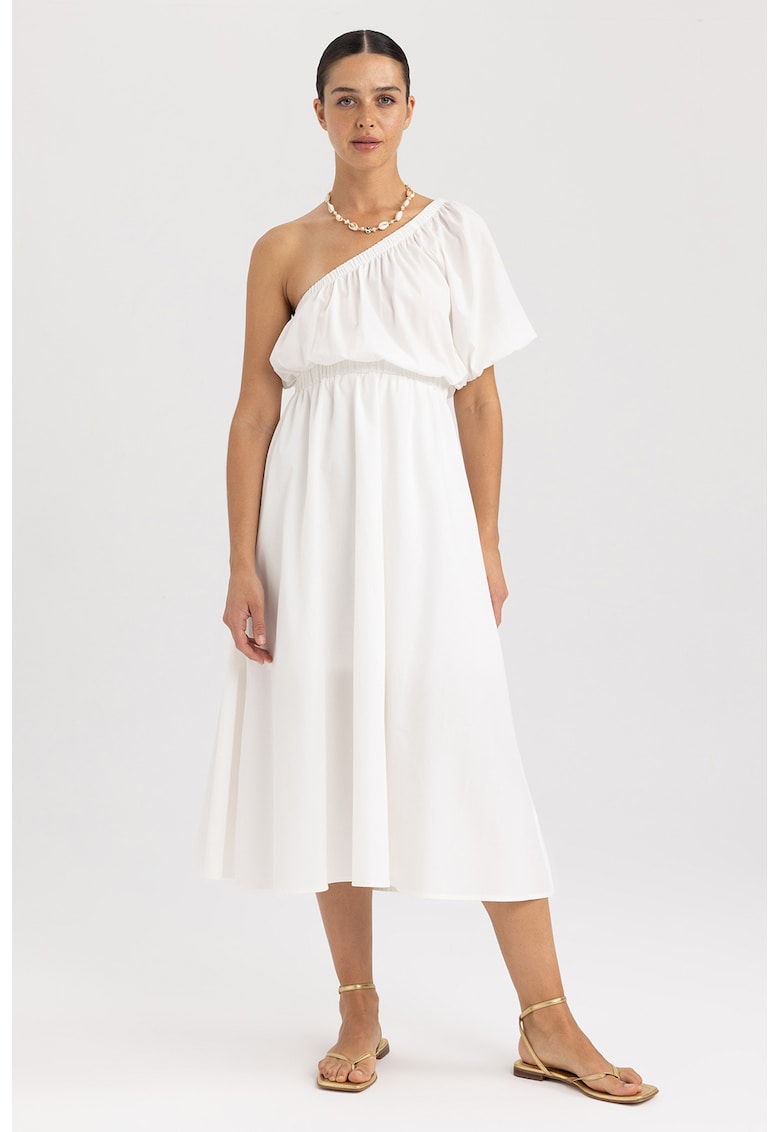 Rochie midi cu decolteu pe un umar