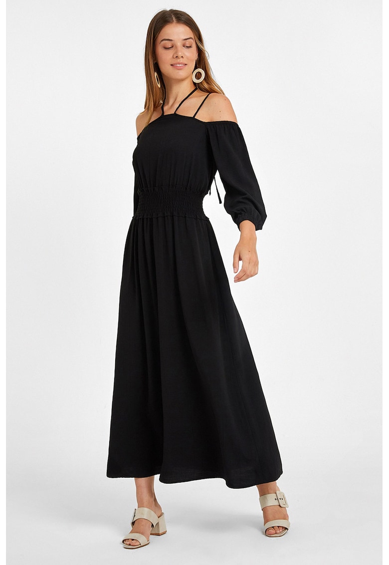 Rochie midi cu decupaje pe umeri