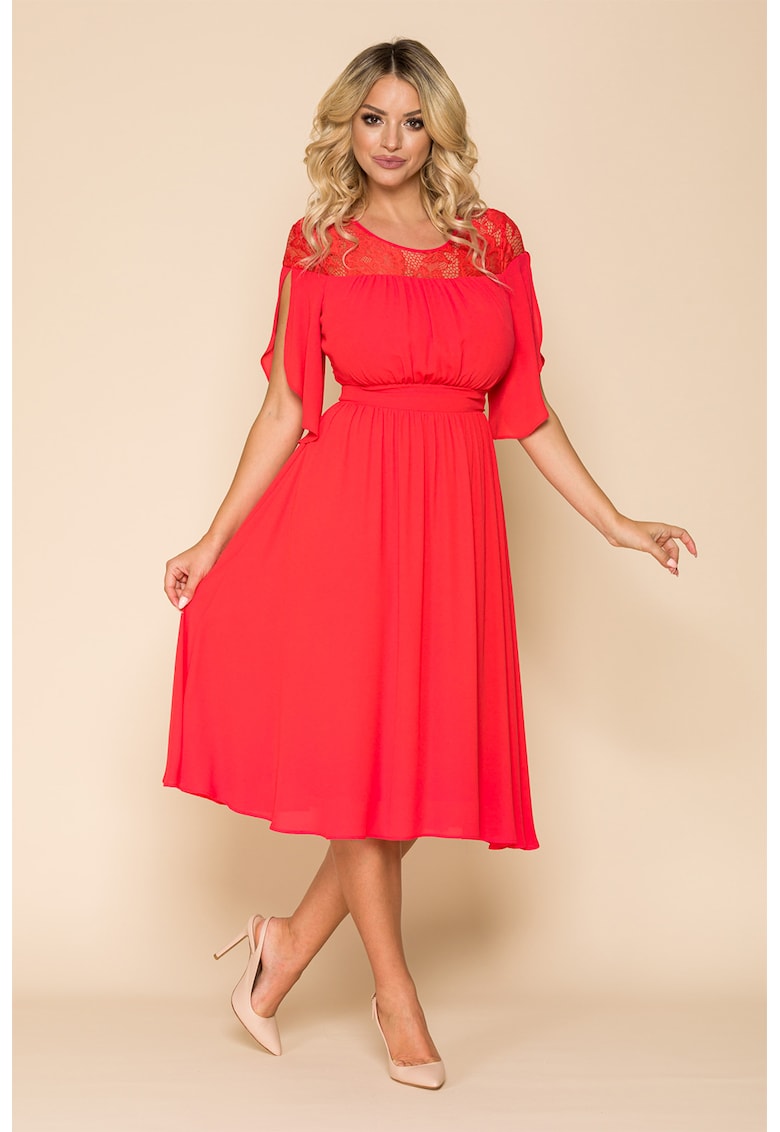 Rochie midi cu garnituri din dantela