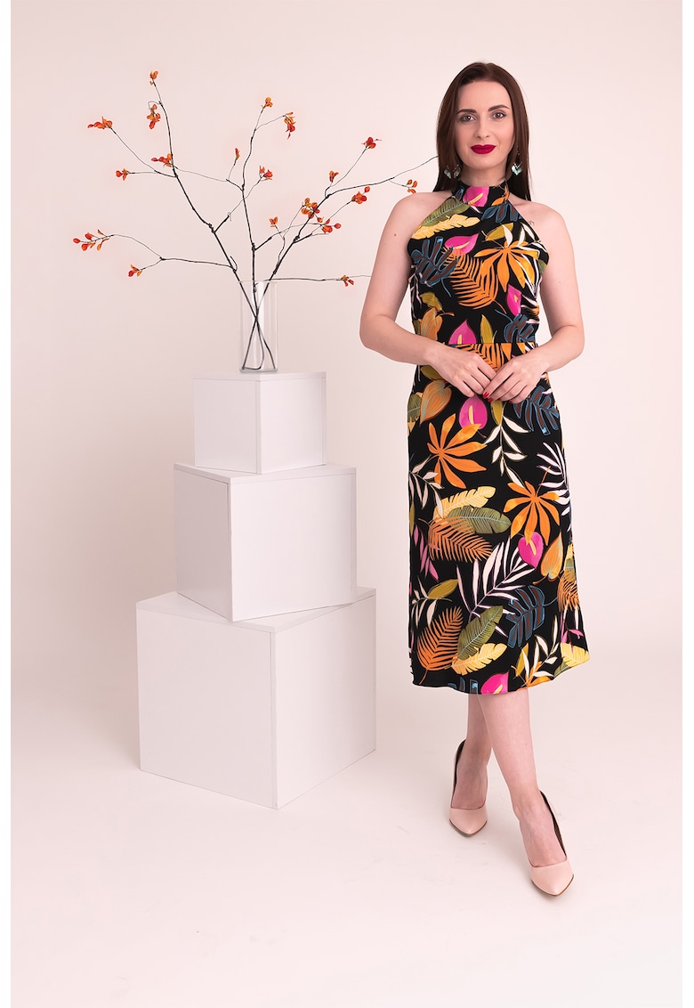 Rochie midi cu imprimeu tropical Mia