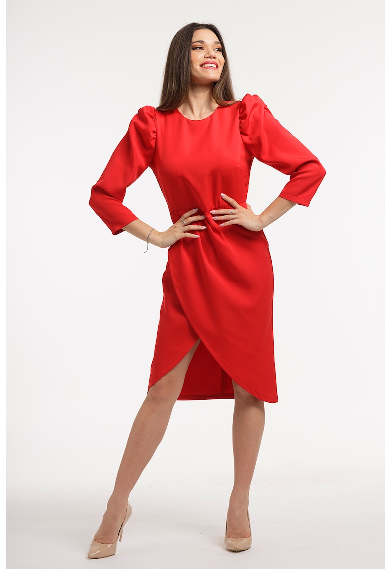 Rochie midi cu maneci bufante