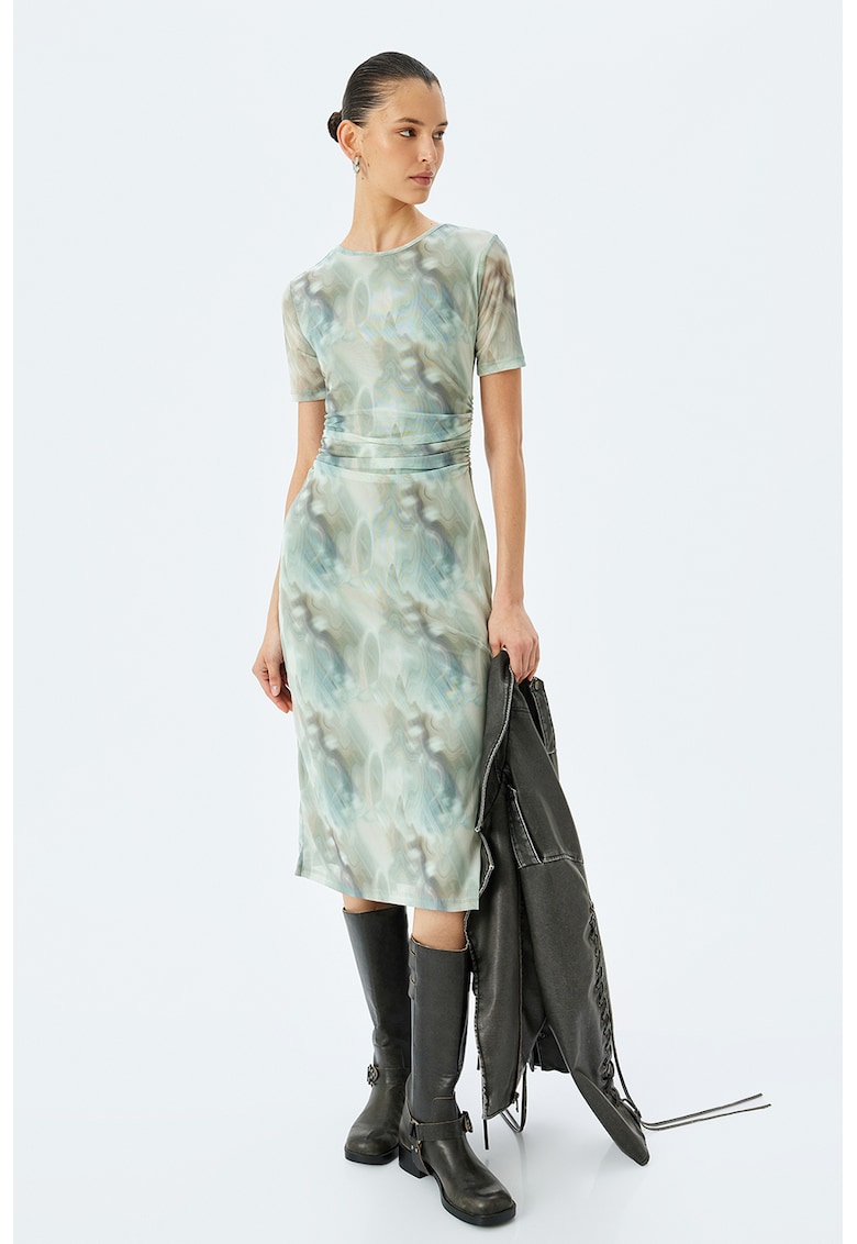 Rochie midi cu model si slit lateral