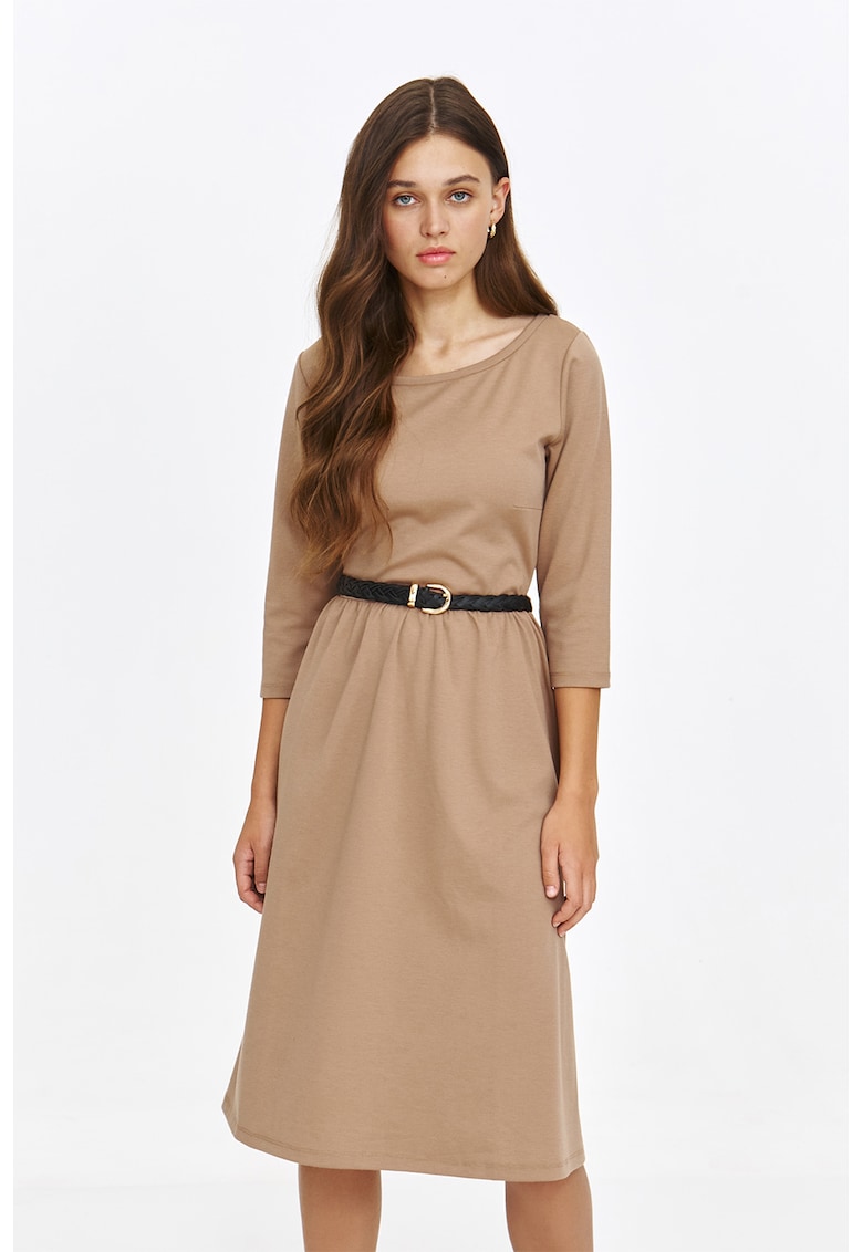 Rochie midi cu o curea impletita in talie