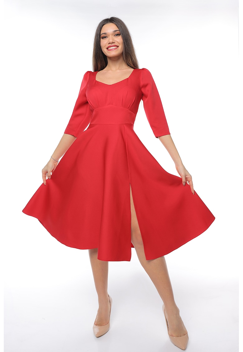 Rochie midi cu slit lateral