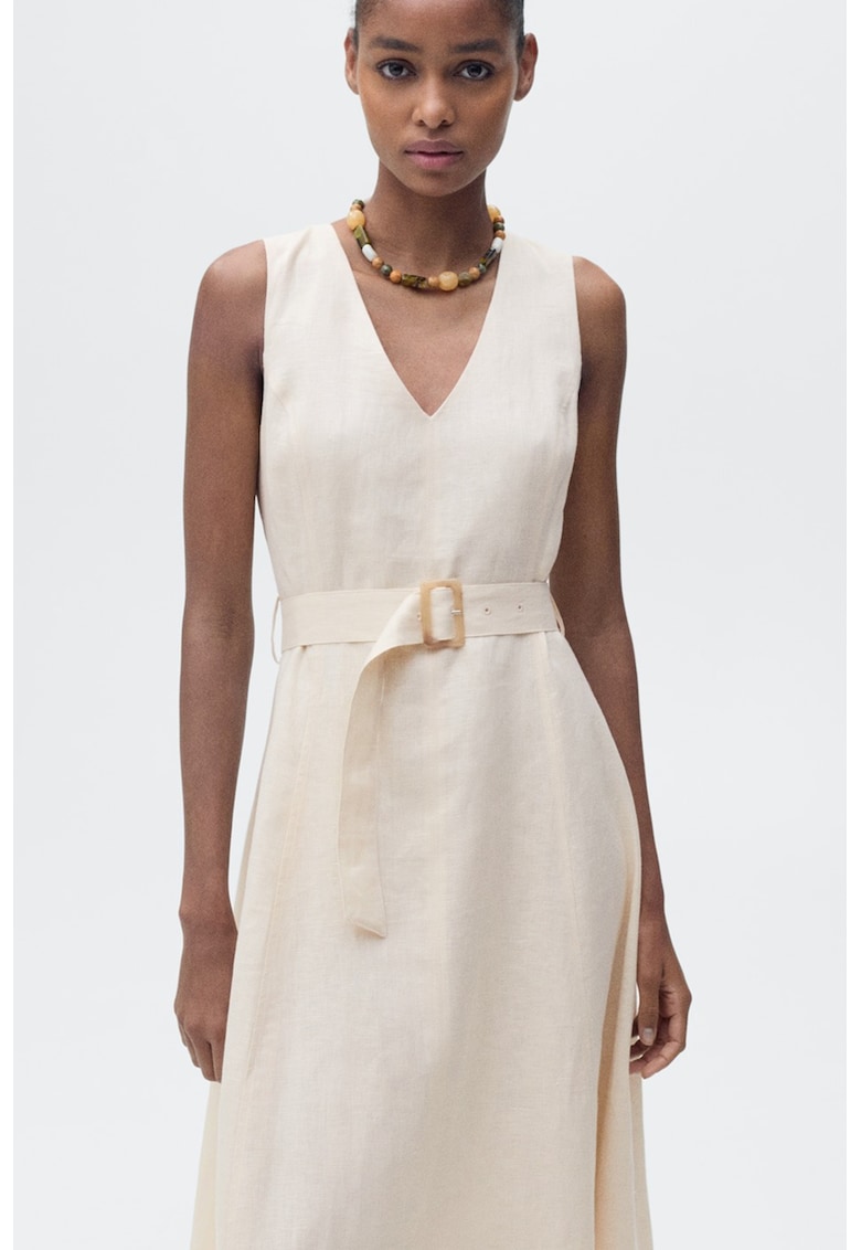 Rochie midi de in cu o curea in talie