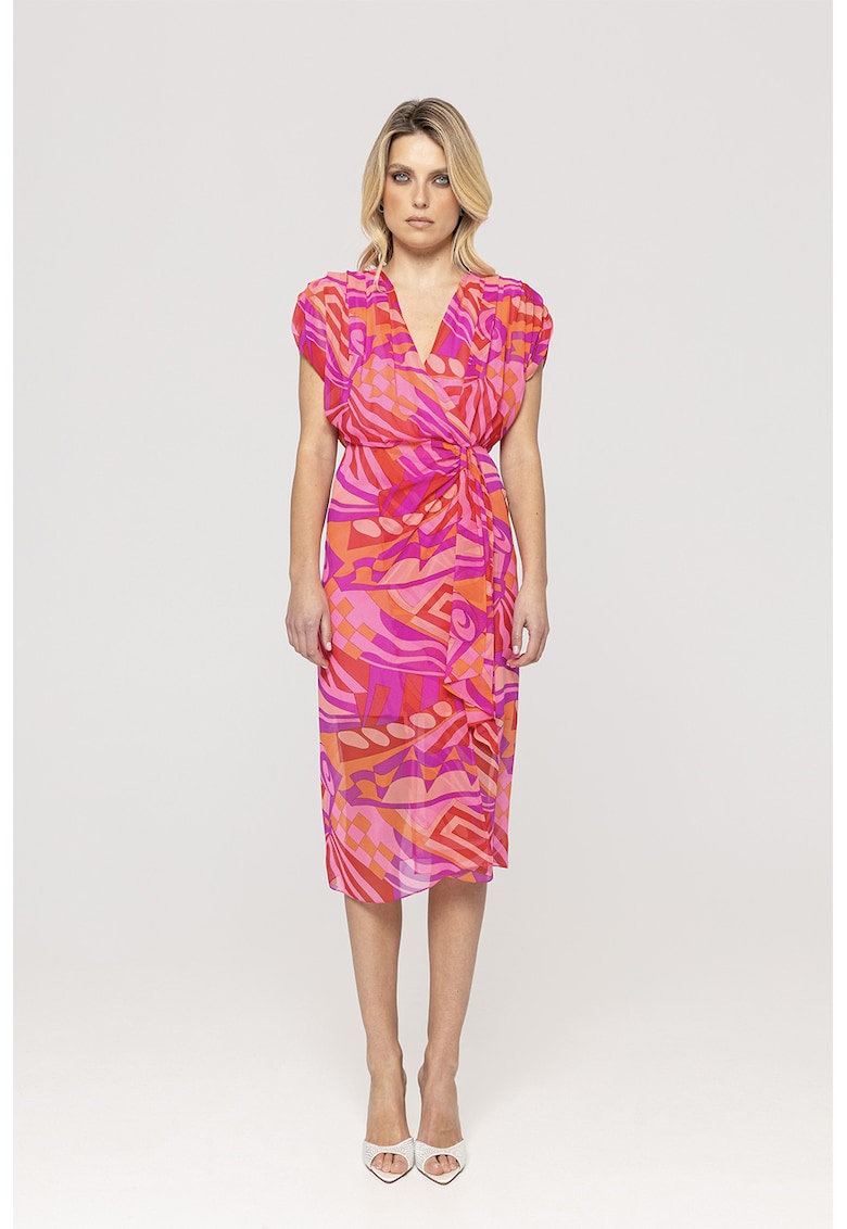 Rochie midi de matase cu model