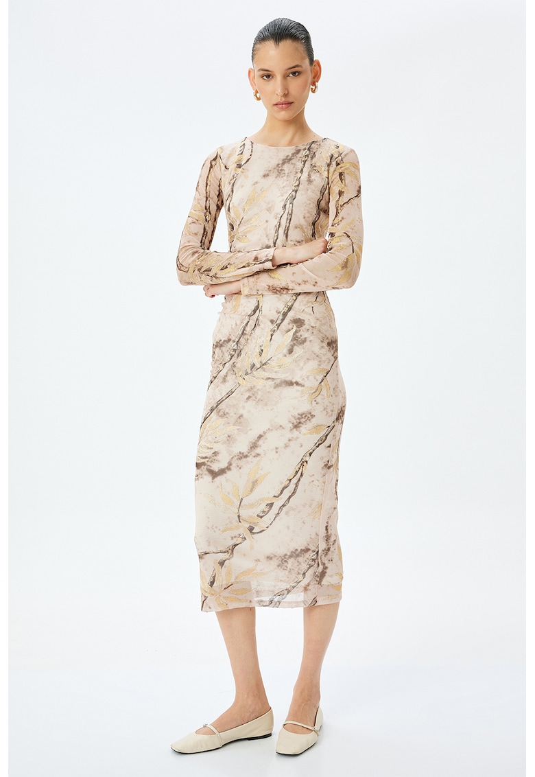 Rochie midi de plasa cu pliuri