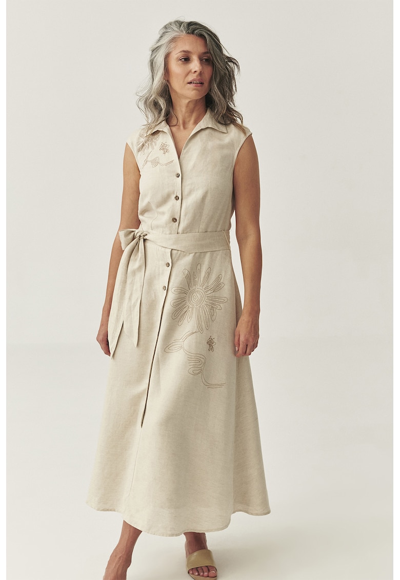 Rochie midi din amestec de in