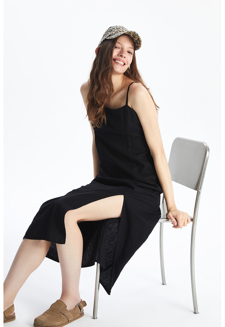 Rochie midi din amestec de in