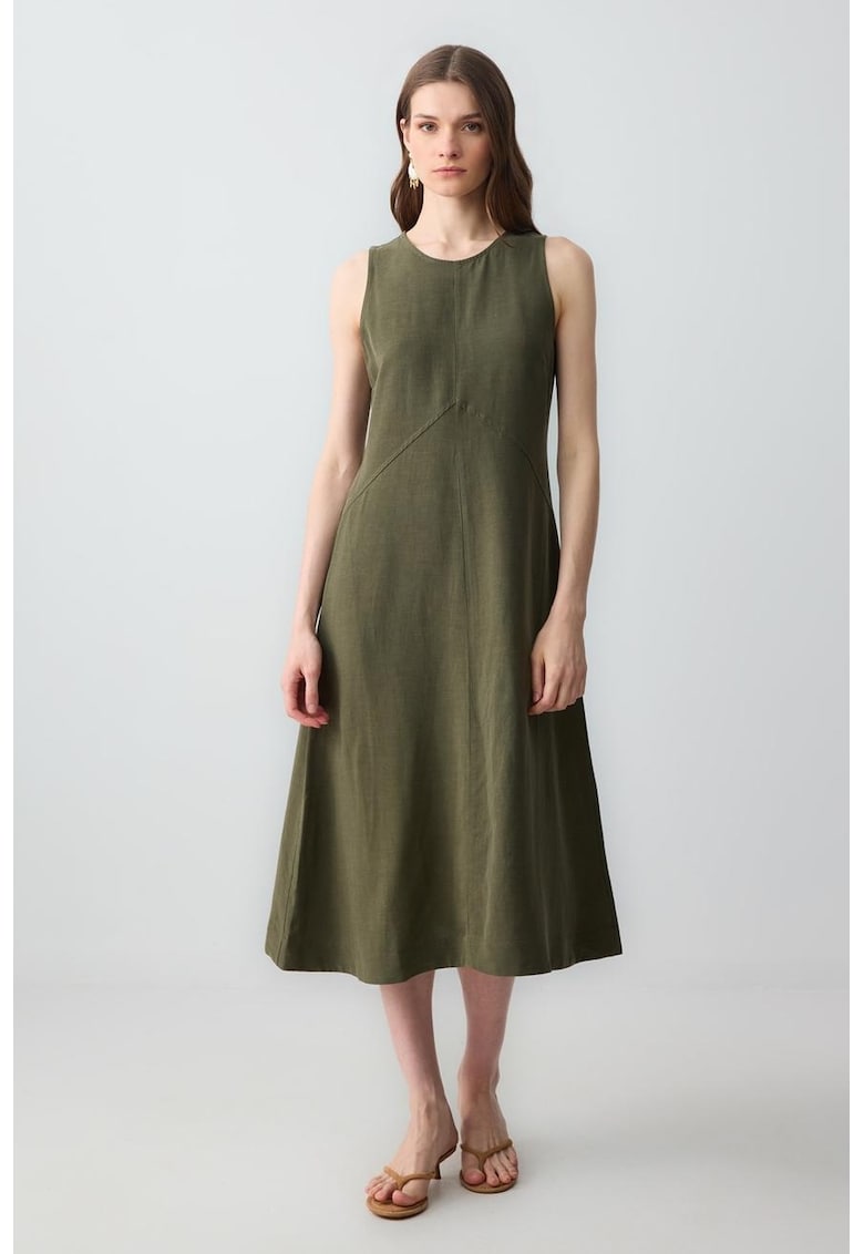 Rochie midi din amestec de in