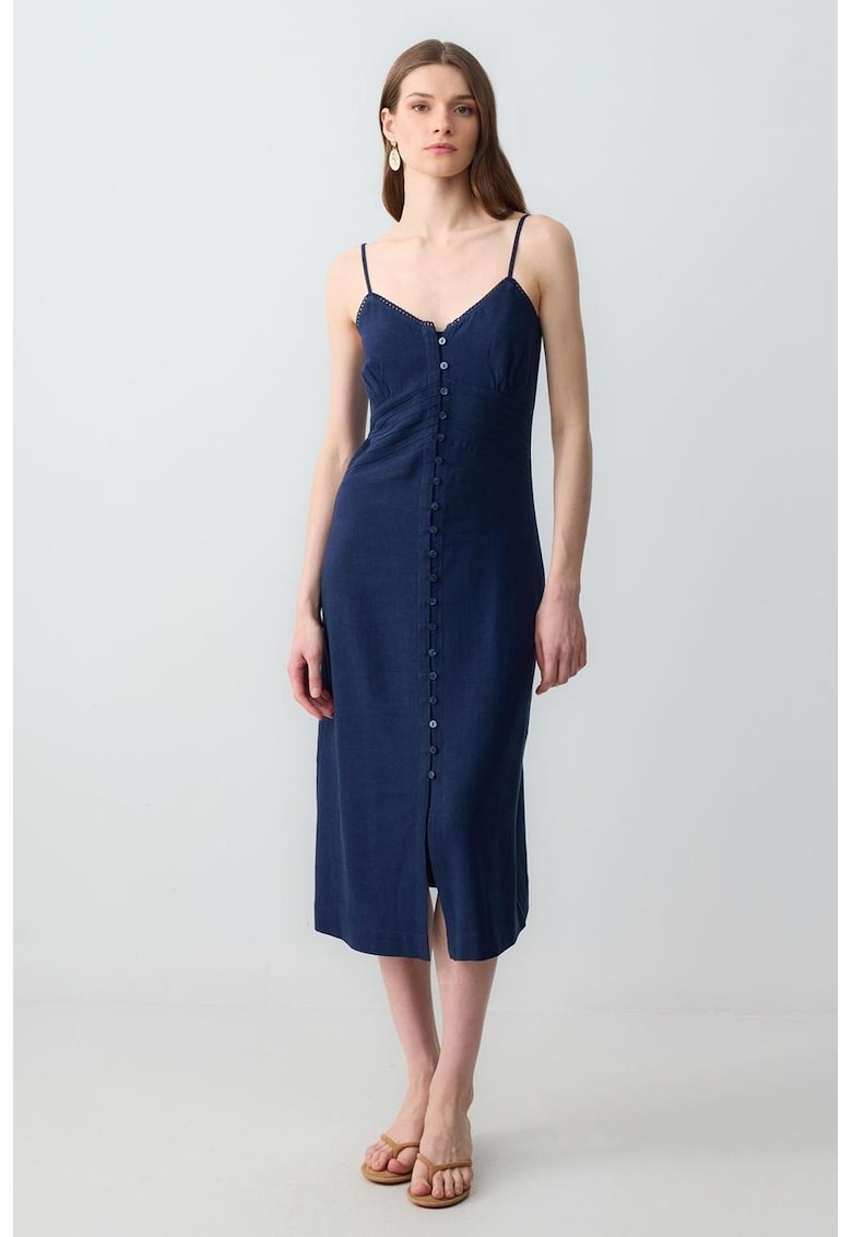 Rochie midi din amestec de in