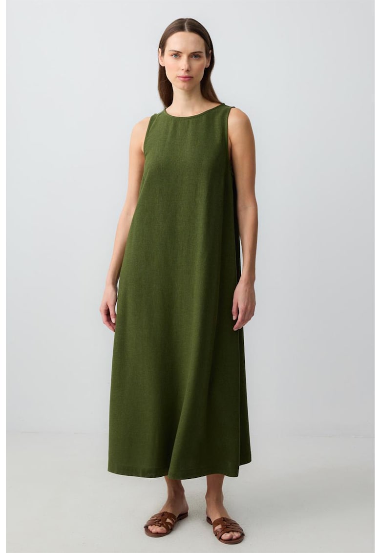 Rochie midi din amestec de in