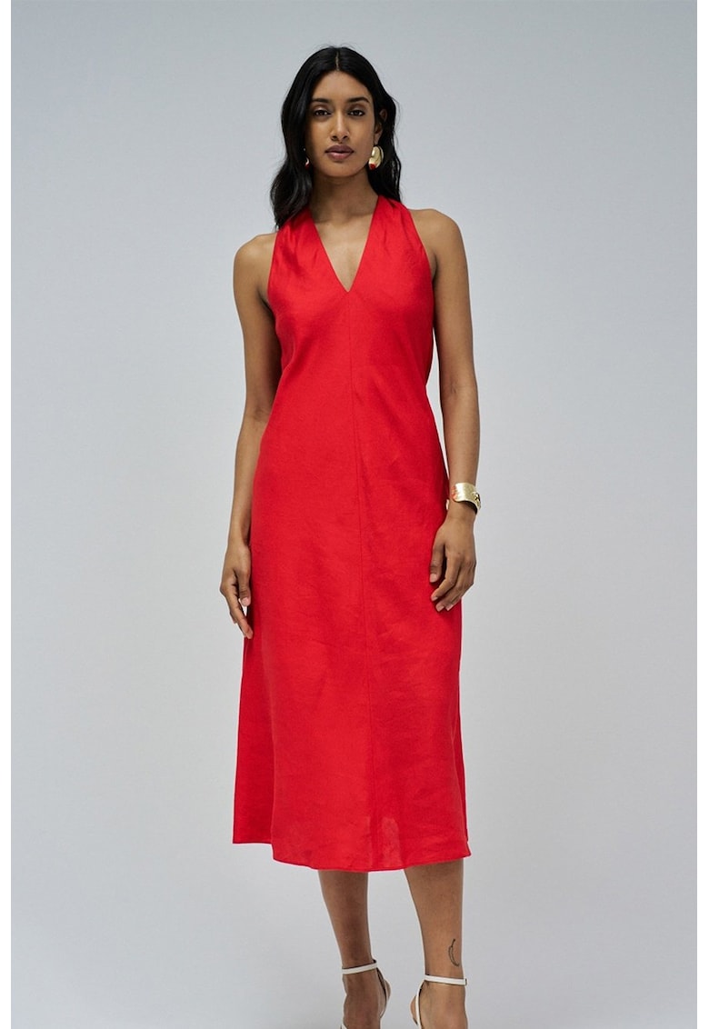 Rochie midi din amestec de in