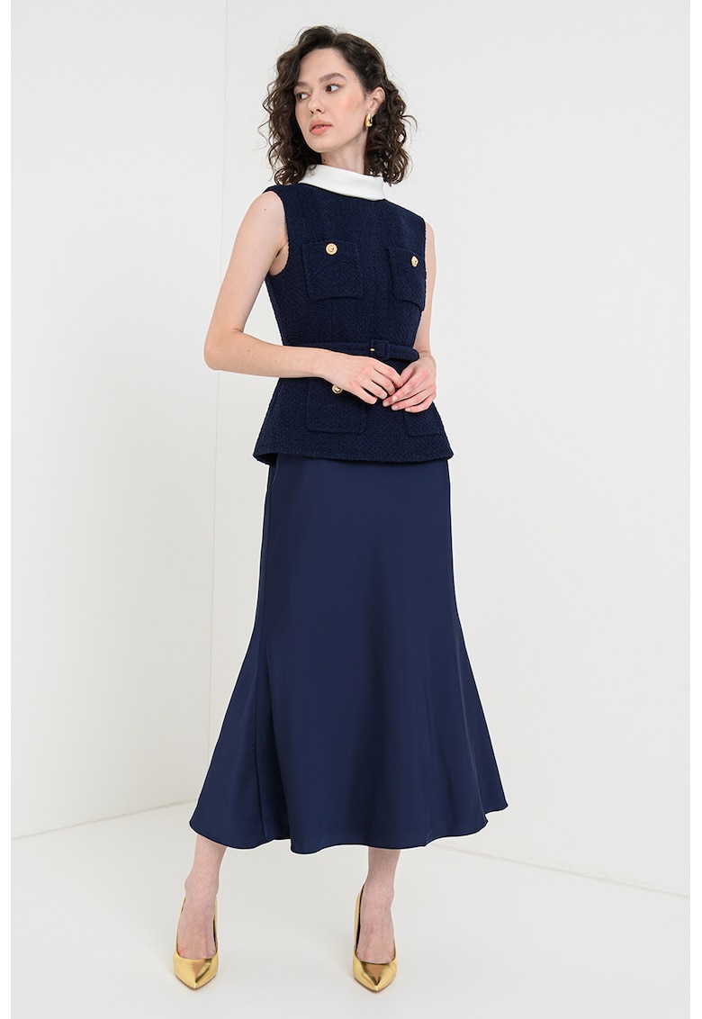 Rochie midi din amestec de lana cu design 2in1