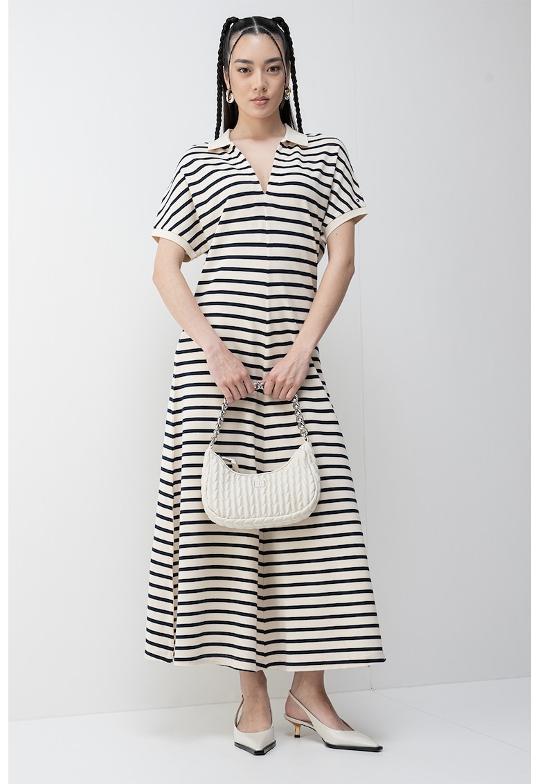 Rochie midi din amestec de lyocell cu dungi