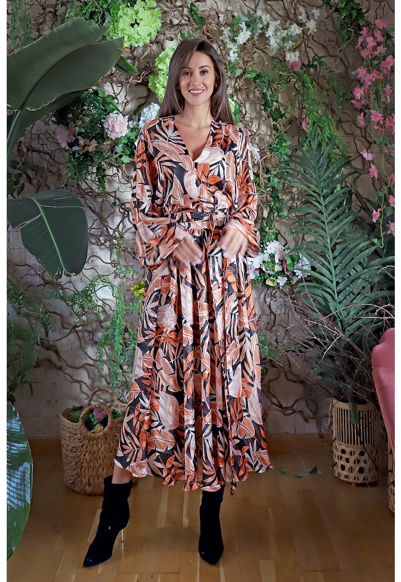 Rochie midi din amestec de matase Cremona