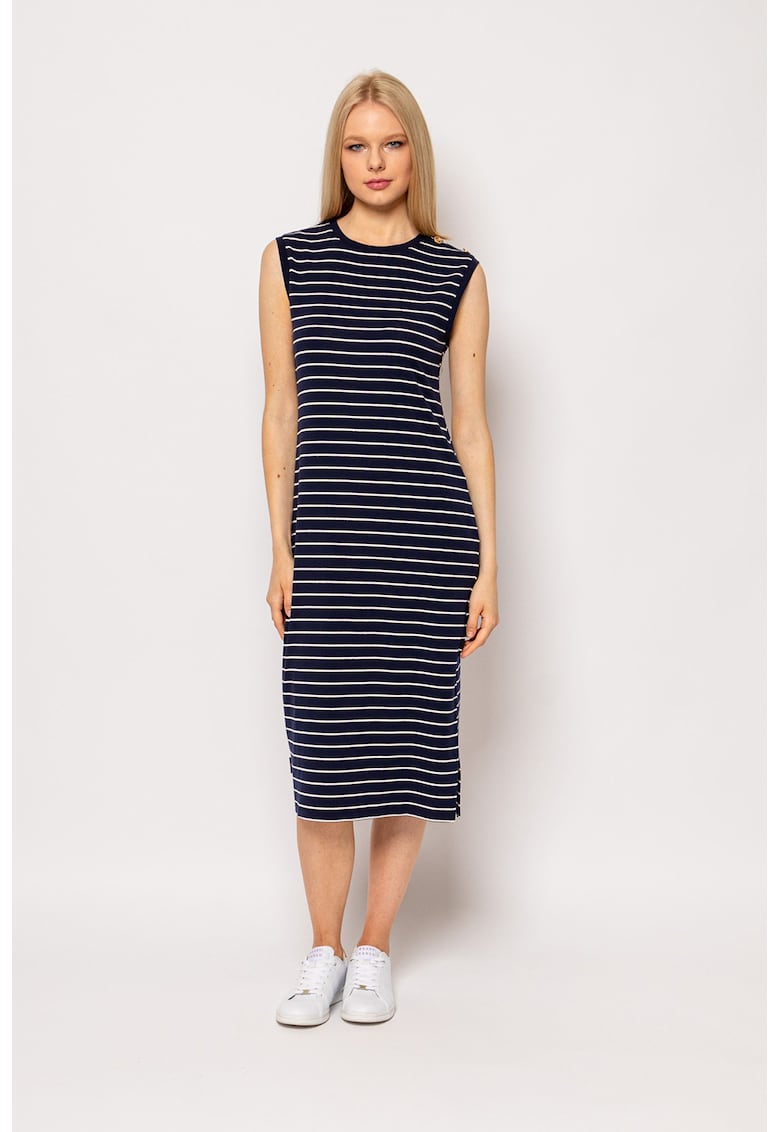 Rochie midi din amestec de modal cu model in dungi Vivero