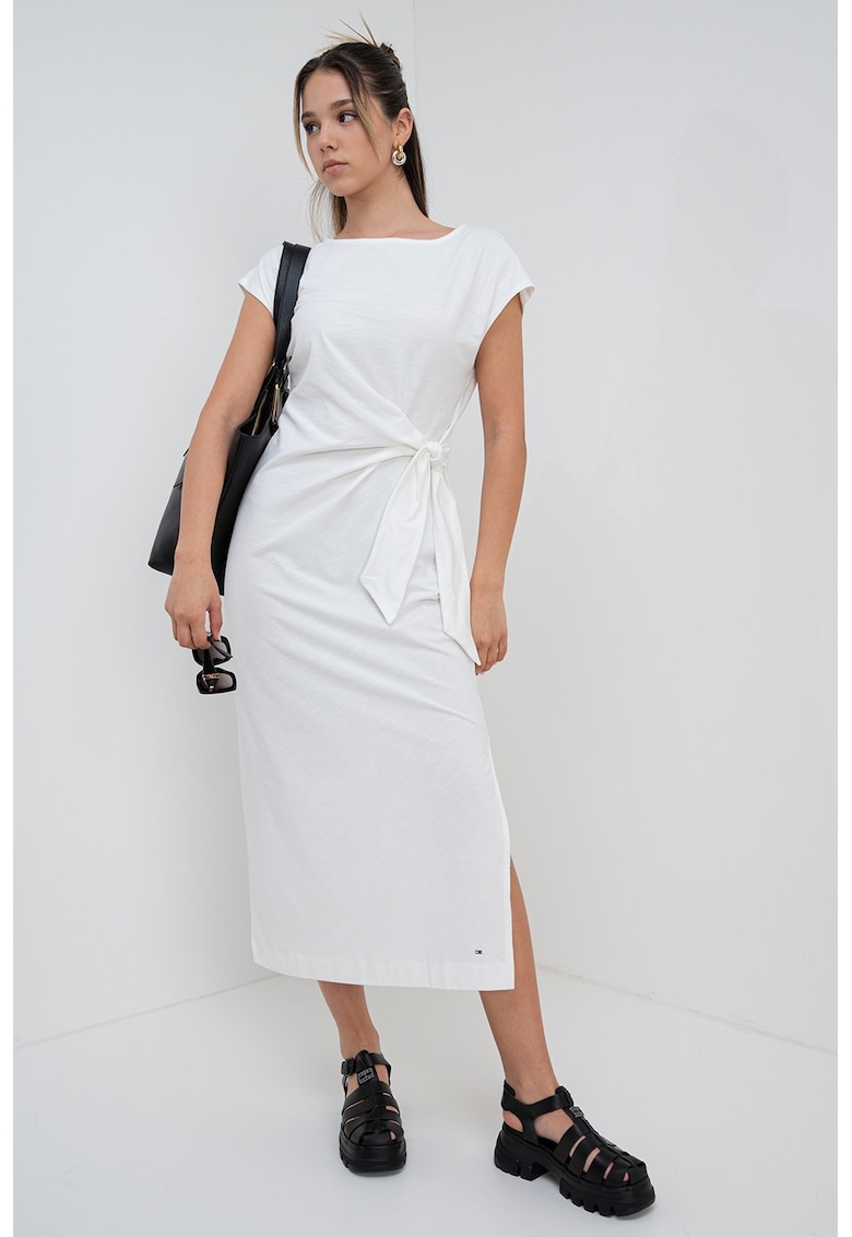 Rochie midi din bumbac organic cu detaliu nod