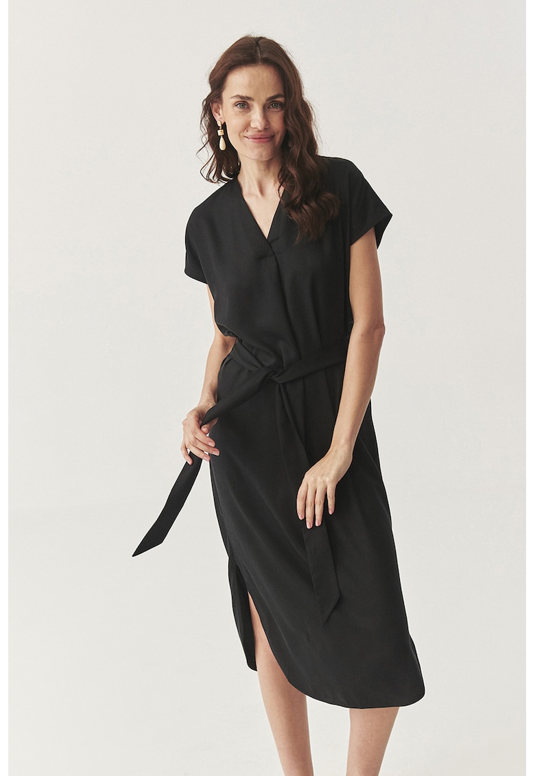 Rochie midi din lyocell cu decolteu in V