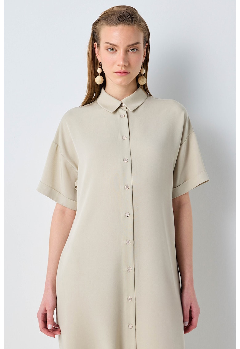 Rochie midi din lyocell cu maneci cazute