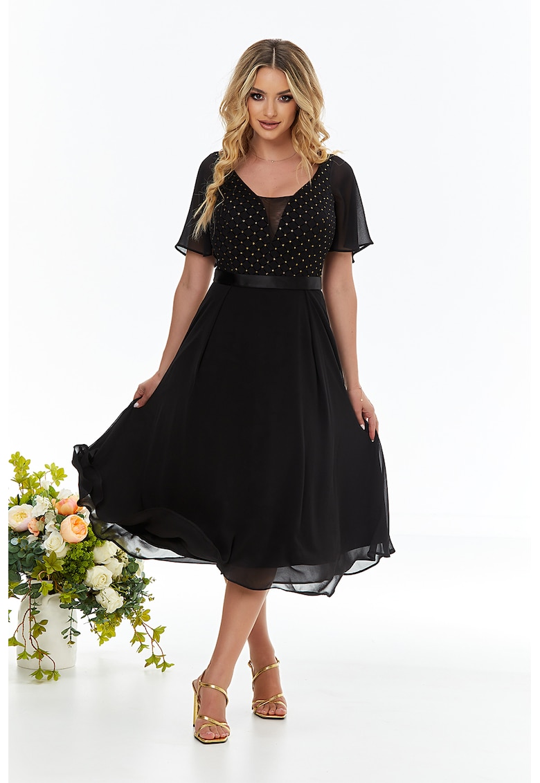 Rochie midi din sifon cu buline
