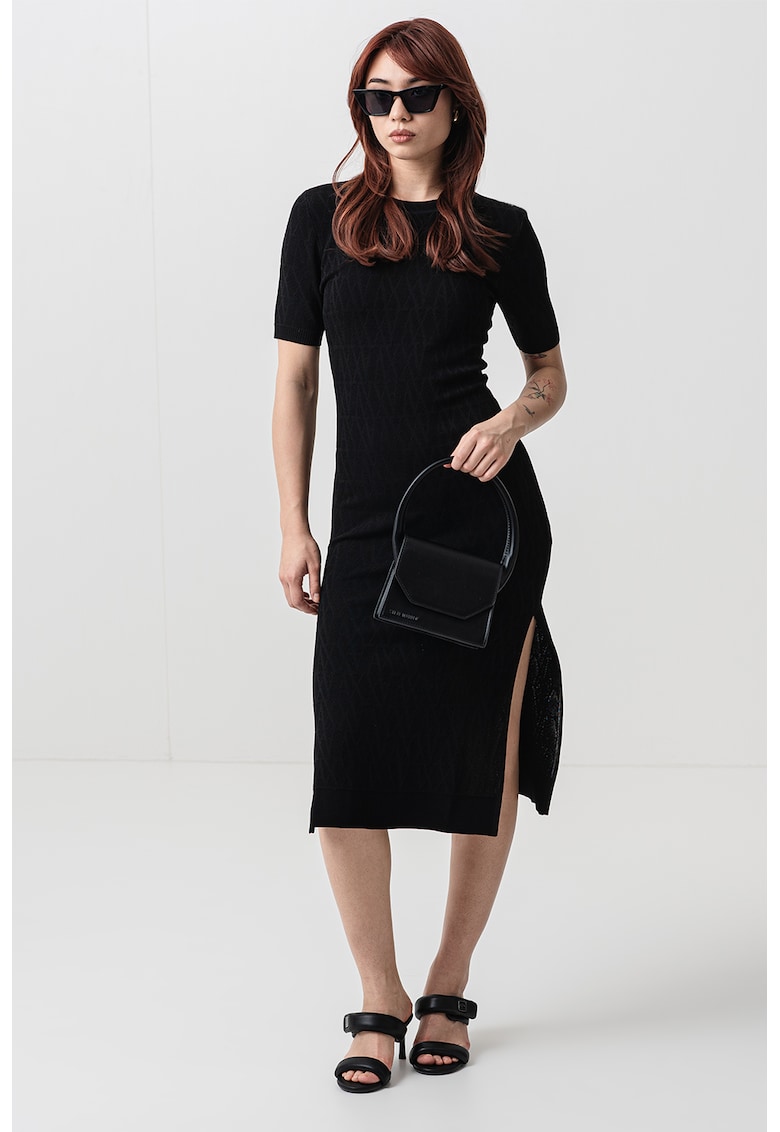 Rochie midi din tricot cu logo