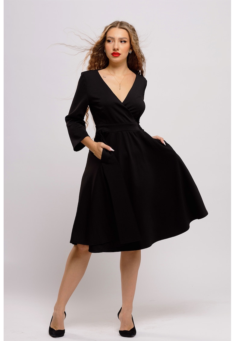 Rochie midi evazata cu buzunare