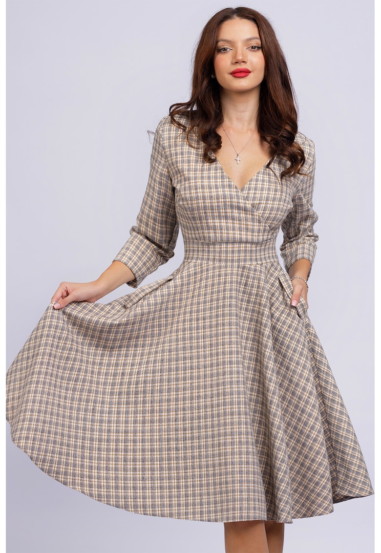 Rochie midi evazata cu buzunare