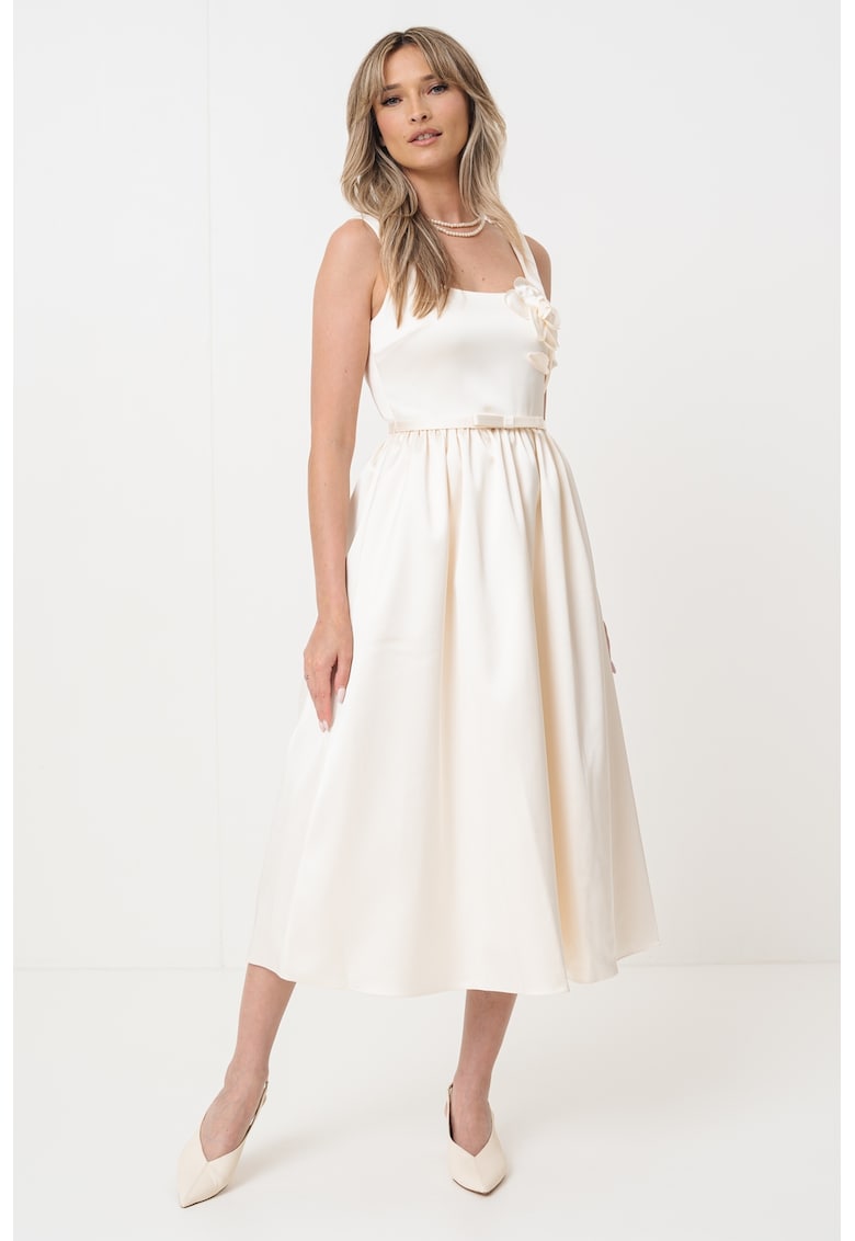 Rochie midi evazata cu buzunare laterale